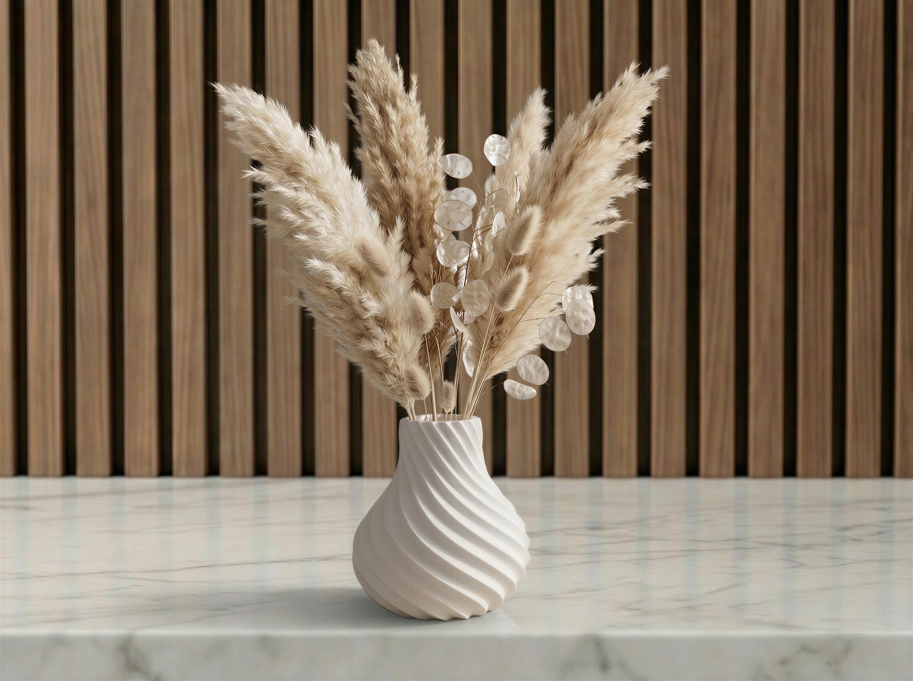 Spiral Sculptural Japandi Vase – Modern Neutral Decor – Waterproof Insert for Fresh or Dried Flowers